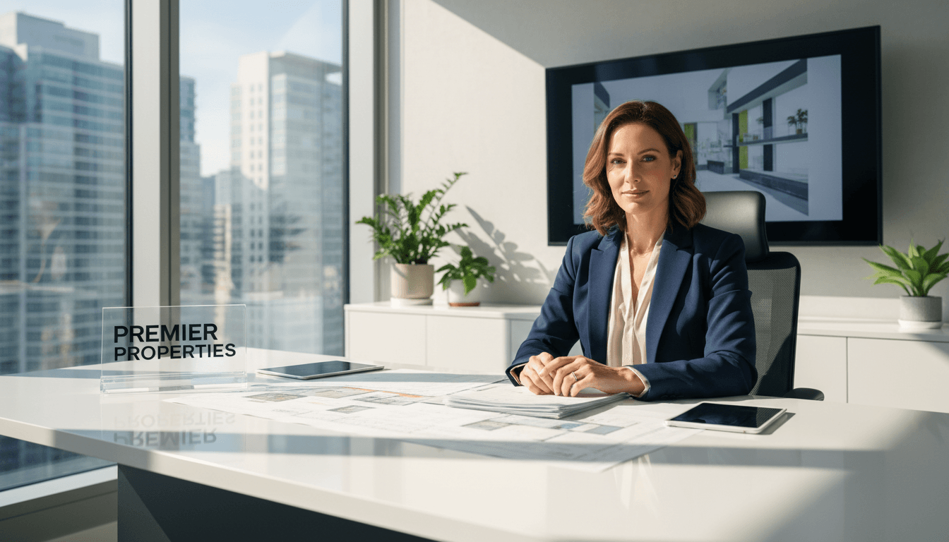 Real estate professional preparing property sale strategy in modern office